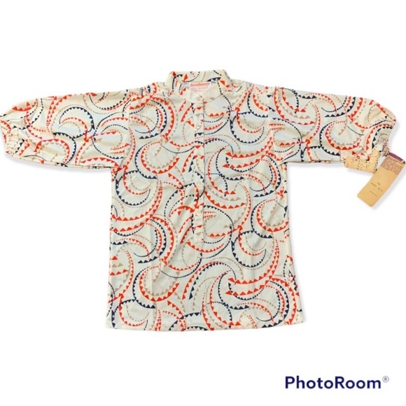 Vintage DONNKENNY Women's Polyester 70s Blouse 7/8 Single Stitch Elastic Arms - Picture 2 of 16